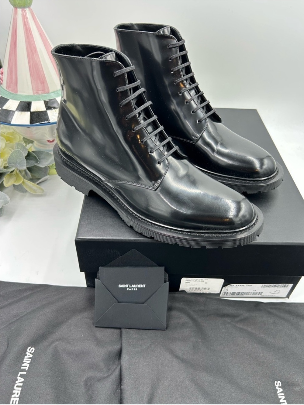 Men’s Saint Laurent combat boots size 43 made in Italy NWT - Picture 2 of 13